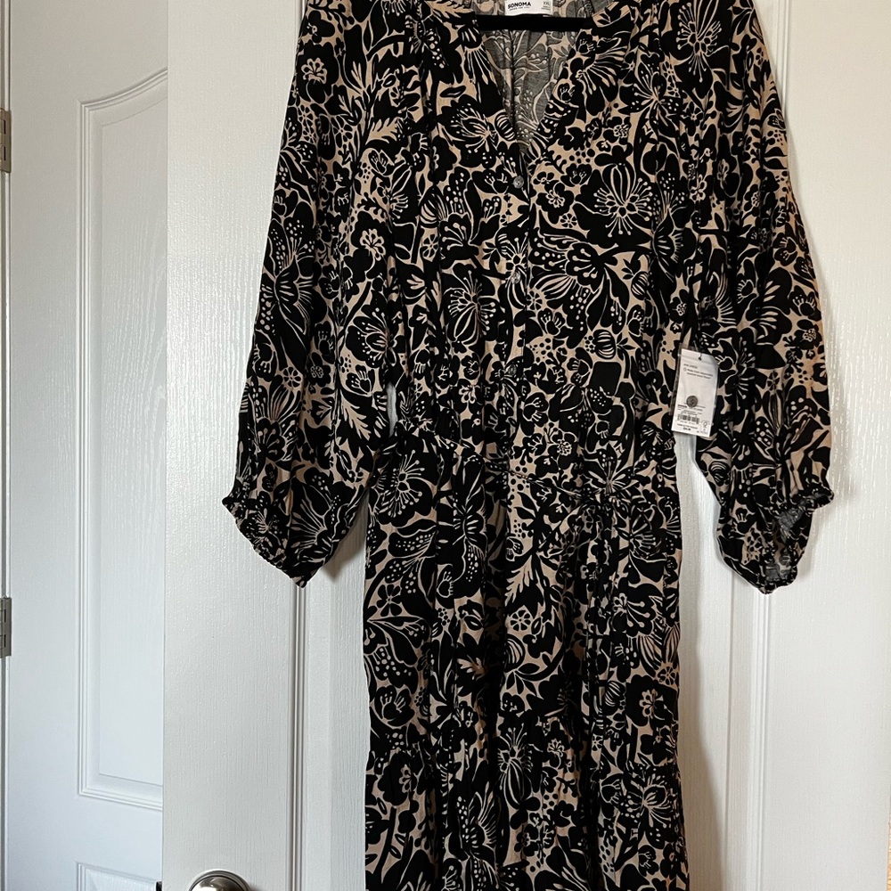 Sonoma V-Neck Bishop Sleeve Dress